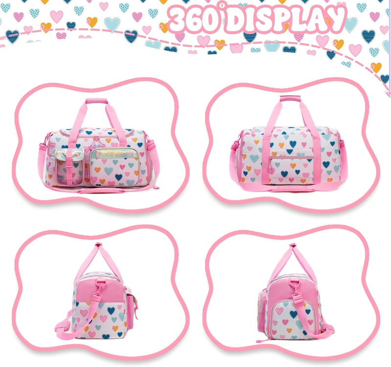 Esteemly Kid's Luggage Set 3 Piece Suitcase Set 16" Hardside Luggage with Spinner Wheels Girls Carry on Toddler Travel Rolling Suitcase with Duffle Bag Neck Pillow Airline Approved - Image 5